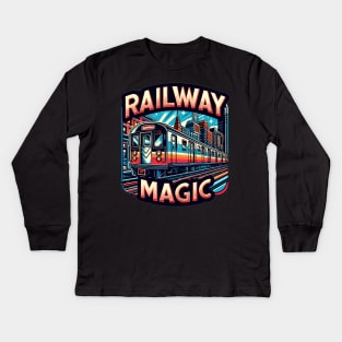 Subway Train, Railway Magic Kids Long Sleeve T-Shirt